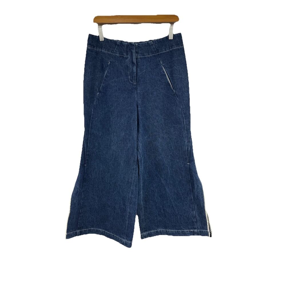 Zero + Maria Cornejo Artsy Lagenlook Wide Leg Cropped Culotte Jeans Womens 8
